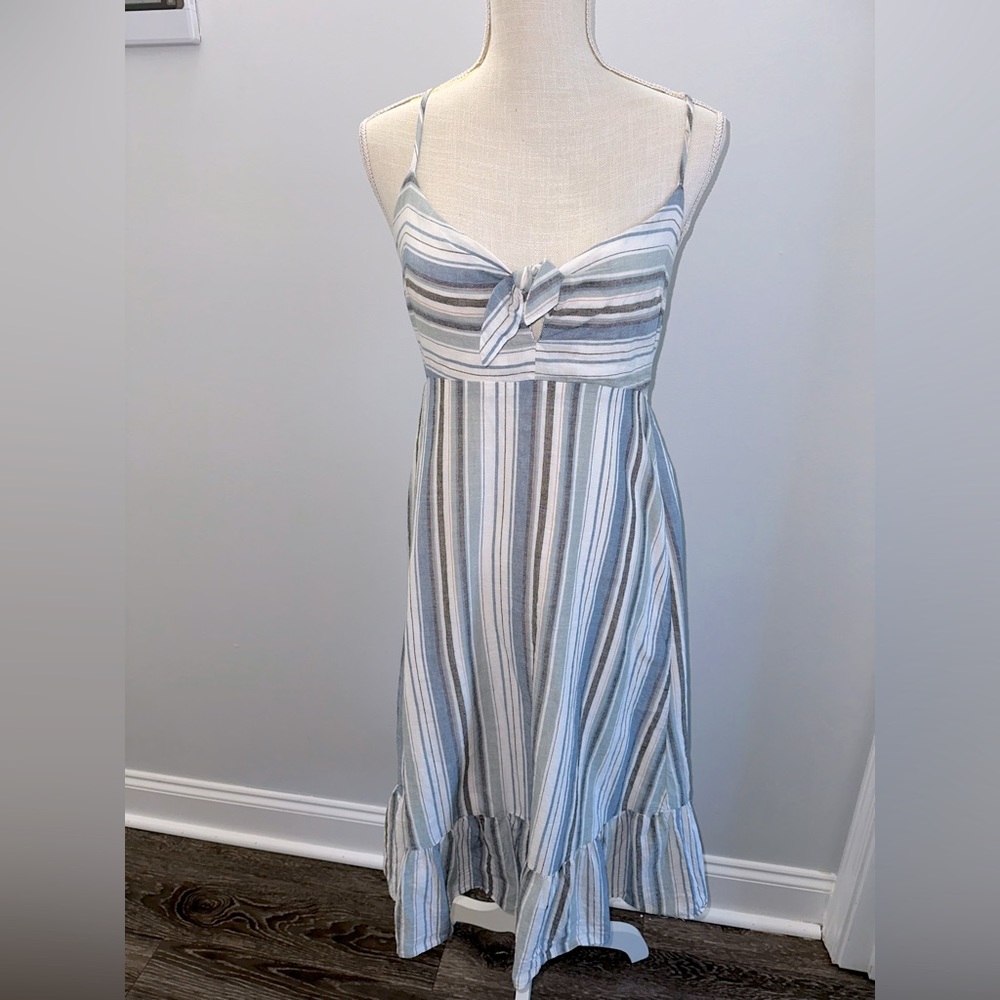 Madisun Blue Multi Striped Tie-Front Dress size S